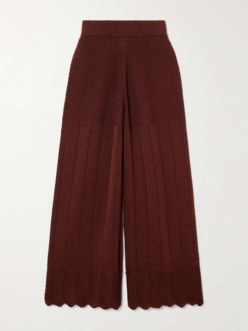 Eres Chimère Récit Open-knit Cotton-blend Wide-leg Pants
