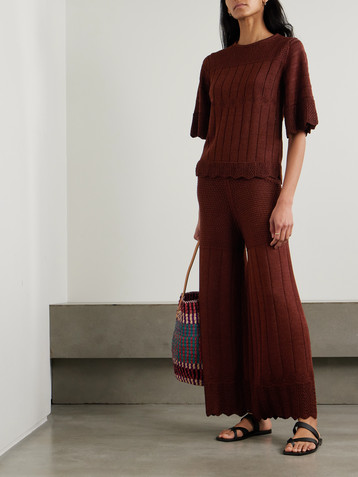 Eres Chimère Récit open-knit cotton-blend wide-leg pants