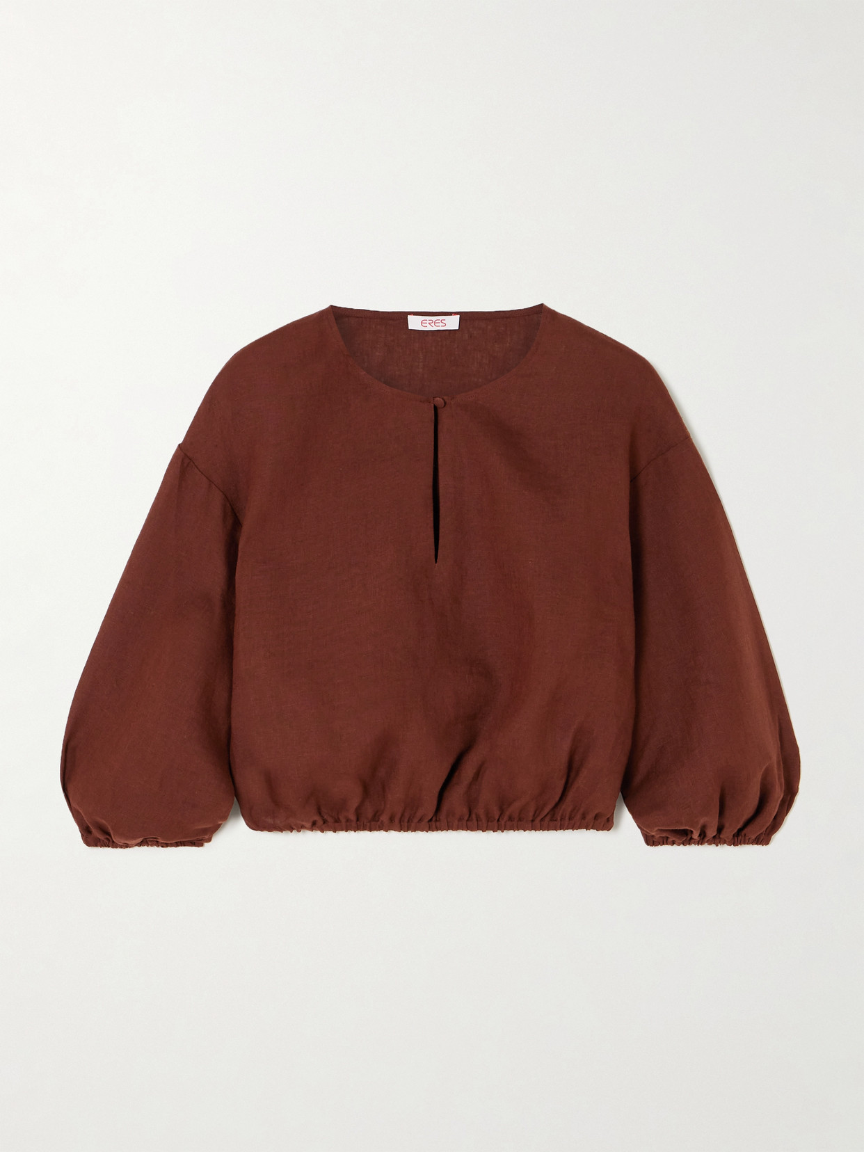 Eres Gracieux Linen Crop Top In Brown