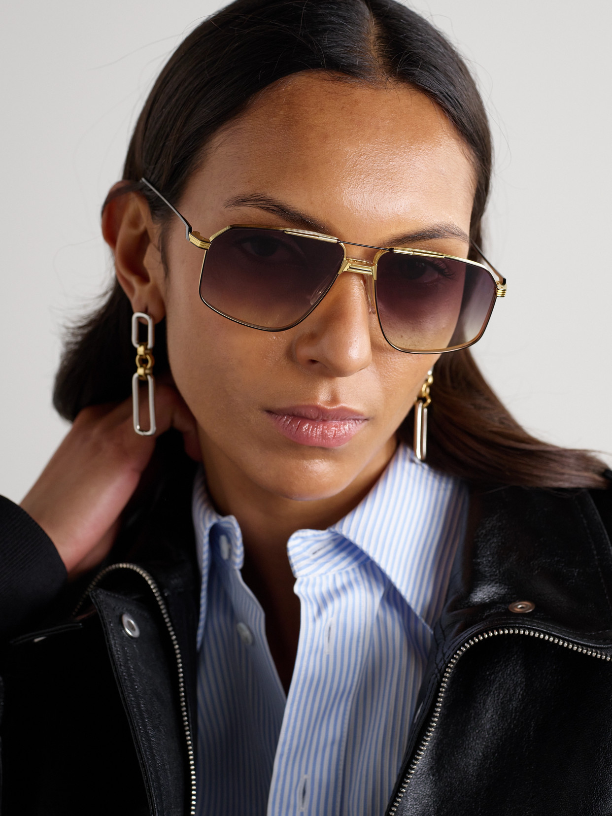 Jacques Marie Mage Jagger Aviator-style Titanium Sunglasses In Gold