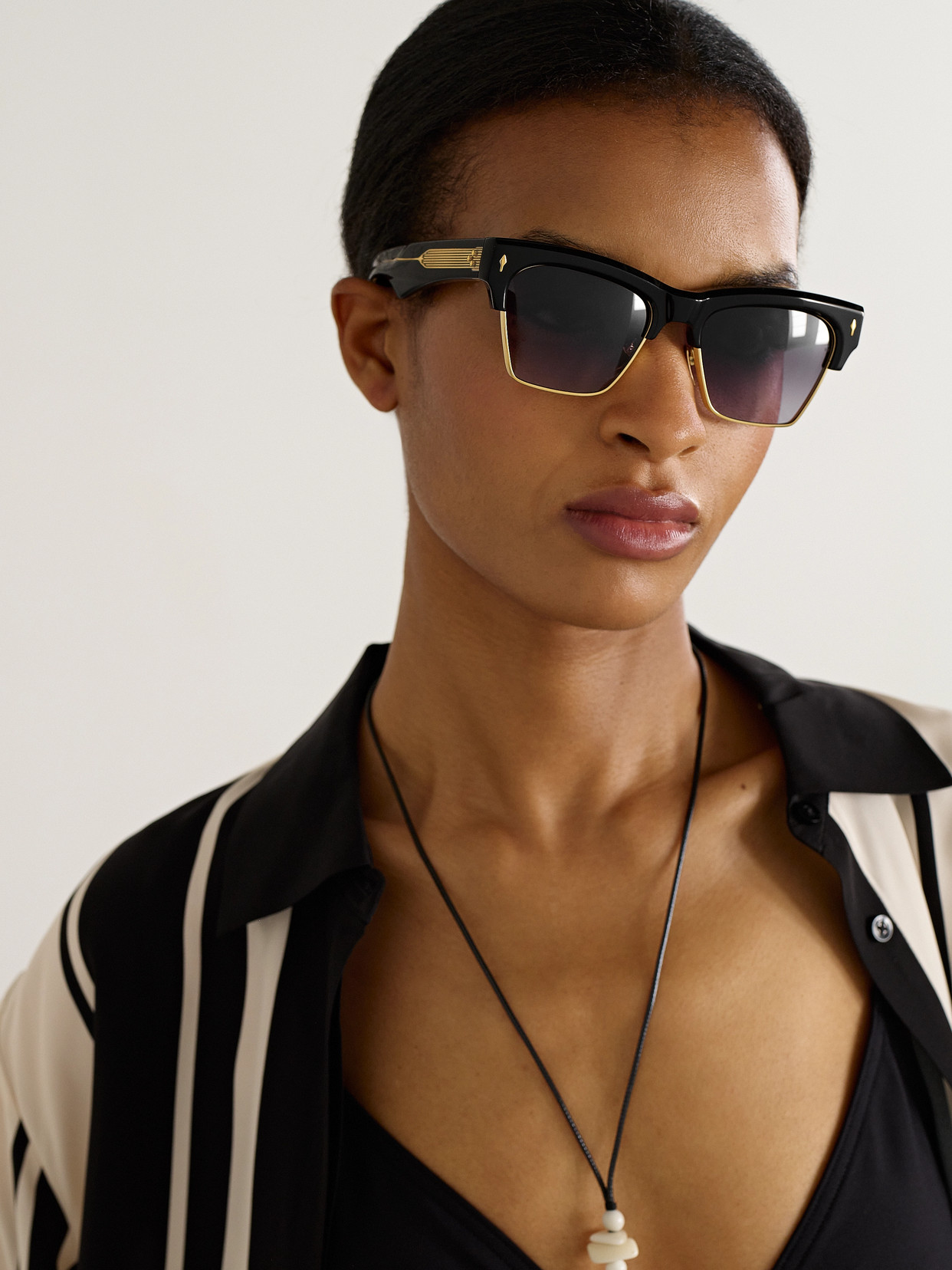 Jacques Marie Mage Bugsy D-frame Acetate And Gold-tone Sunglasses In Black