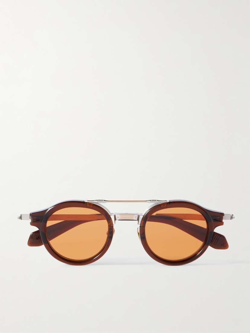 Jacques Marie Mage Delage Round-frame Acetate And Silver-tone Sunglasses