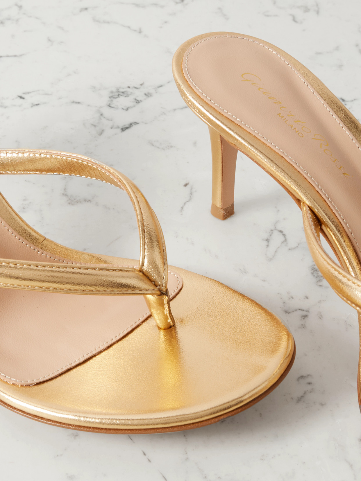 Gianvito Rossi Calypso 70 Metallic Leather Sandals