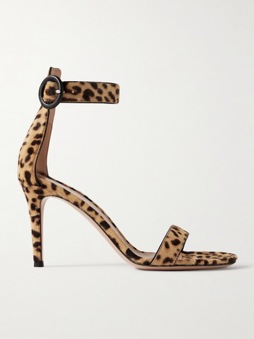 GIANVITO ROSSI Portofino 85 leopard-print pony hair sandals