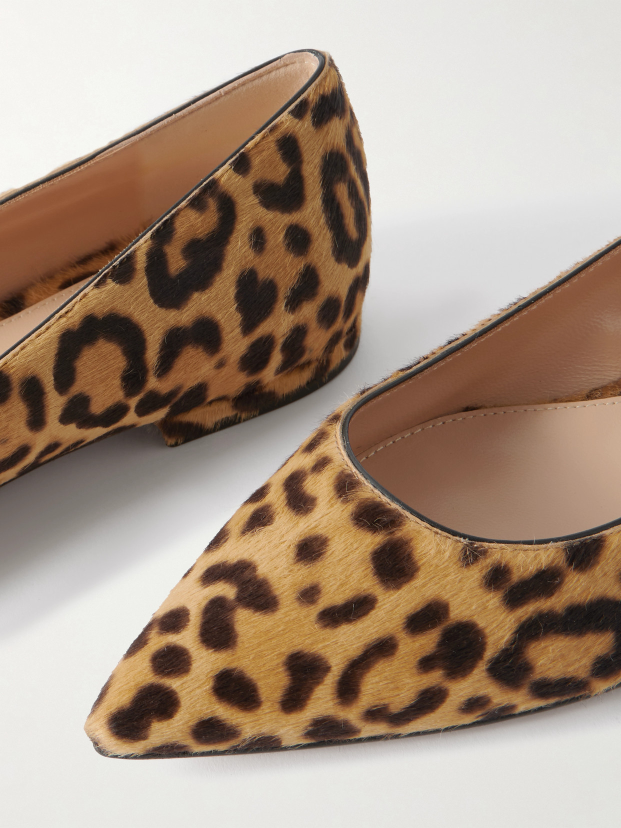 Gianvito Rossi Leopard-print Pony Hair Point-toe Flats