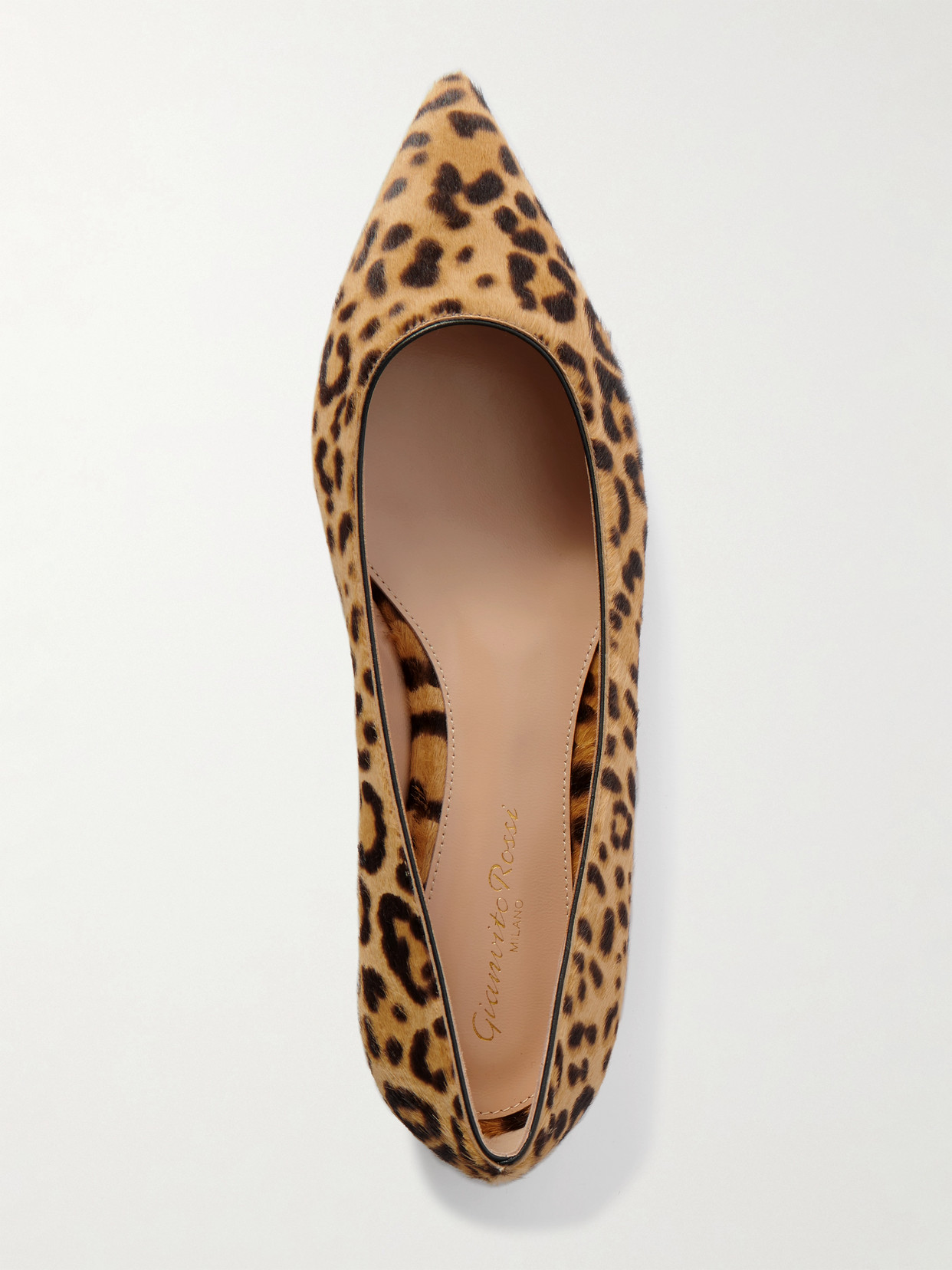 Gianvito Rossi Leopard-print Pony Hair Point-toe Flats