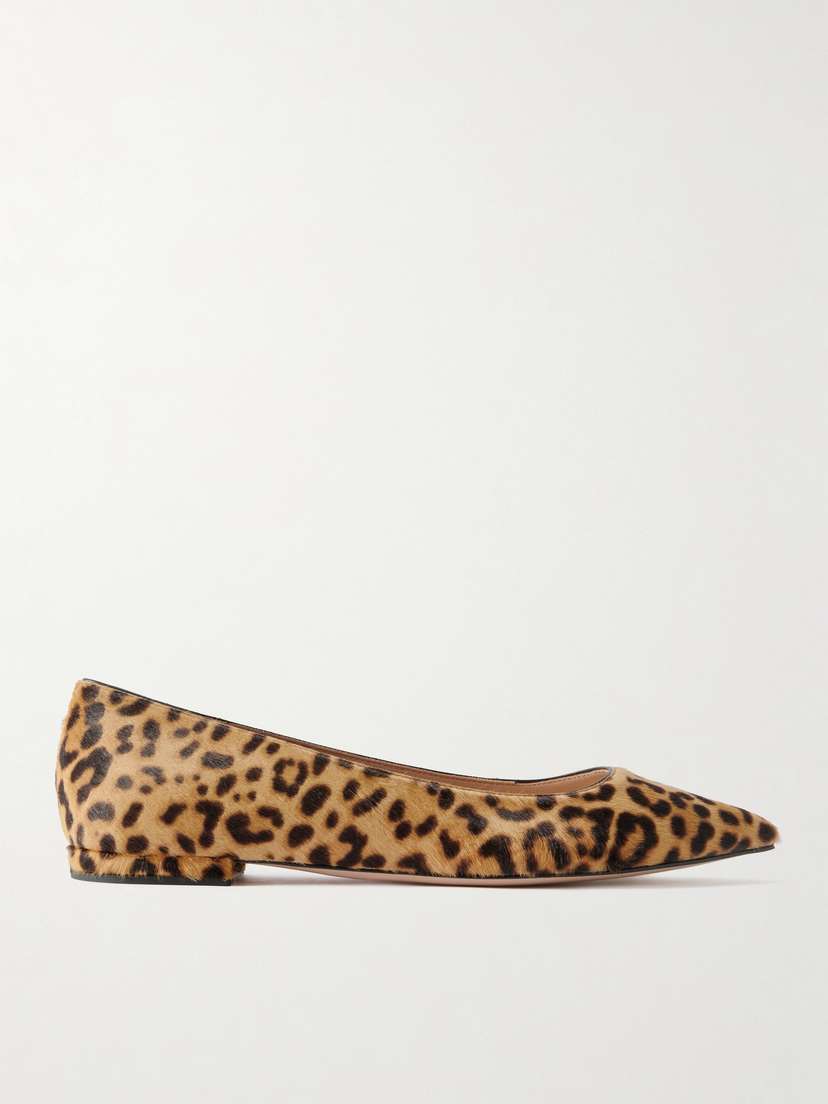 Gianvito Rossi Leopard-print Pony Hair Point-toe Flats