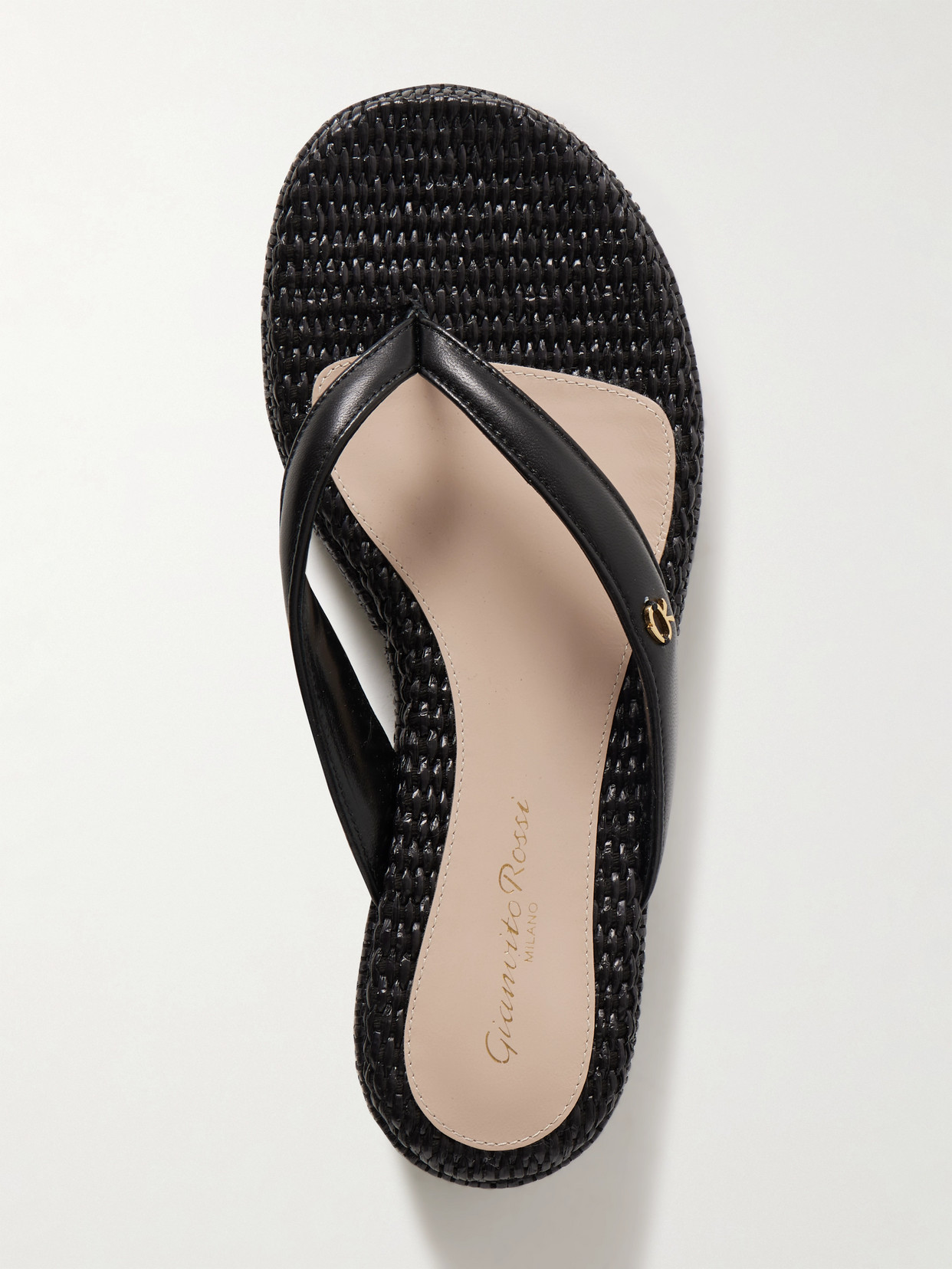 Shop Gianvito Rossi Tahiti 40 Leather Platform Flip Flops