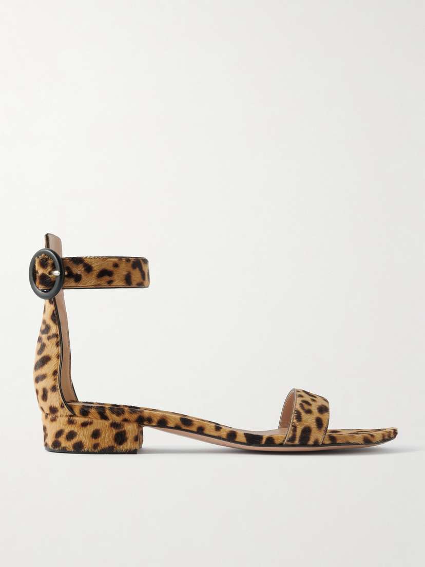 Gianvito Rossi Portofino 20 Leopard-print Pony Hair Sandals