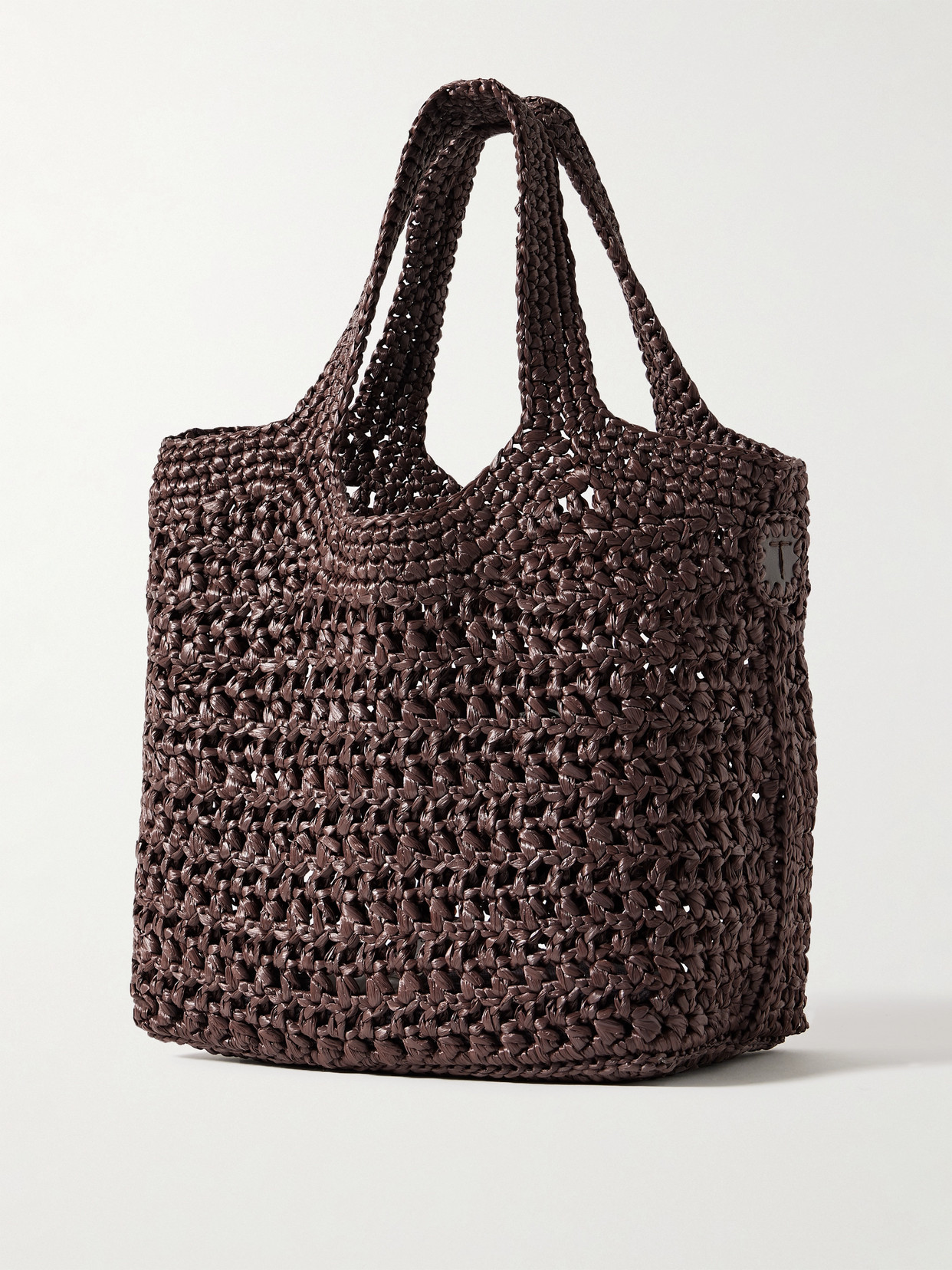 Tod's Mini Leather-trimmed Woven Raffia Tote In Brown