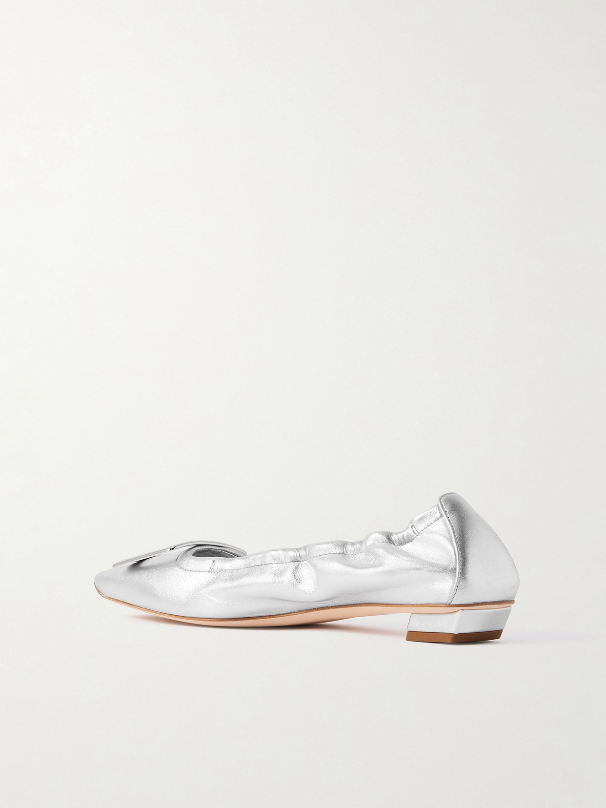 Roger Vivier 'belle Viviere' Heeled Ballet Flats In Silver