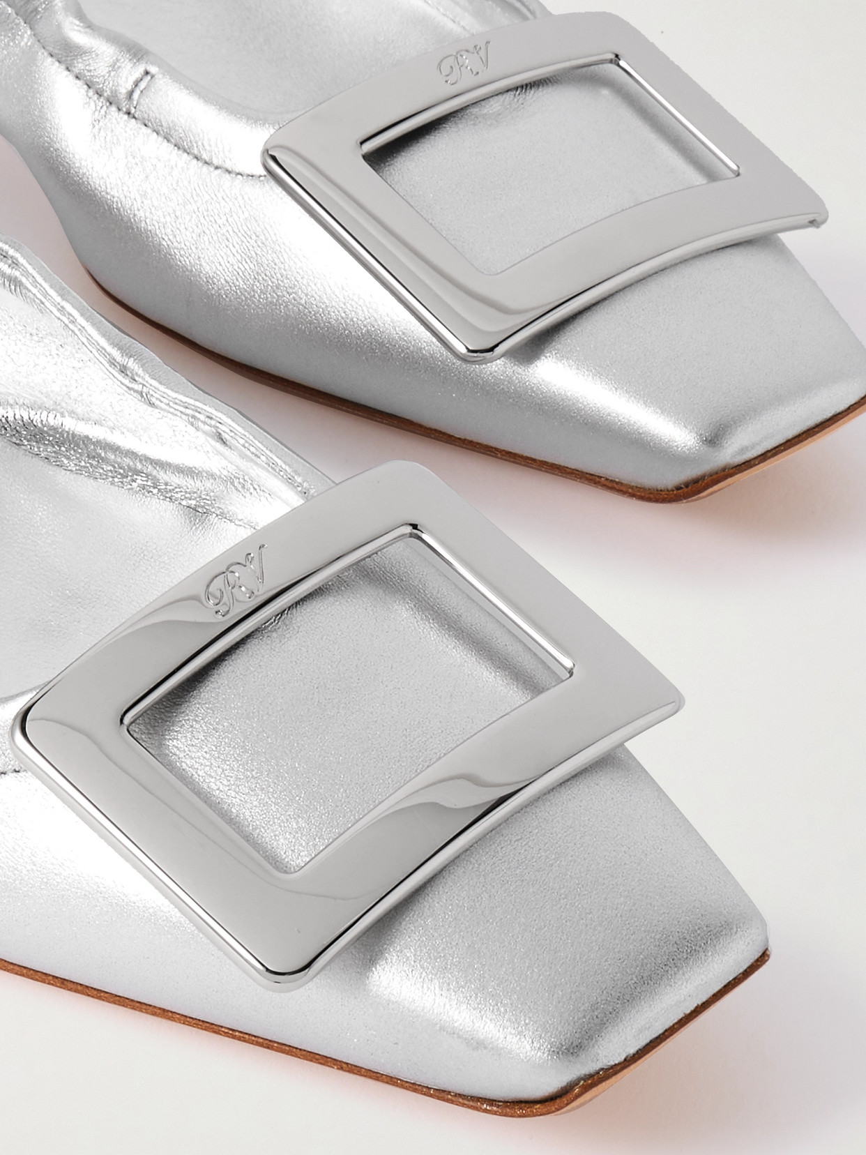 Roger Vivier 'belle Viviere' Heeled Ballet Flats In Silver