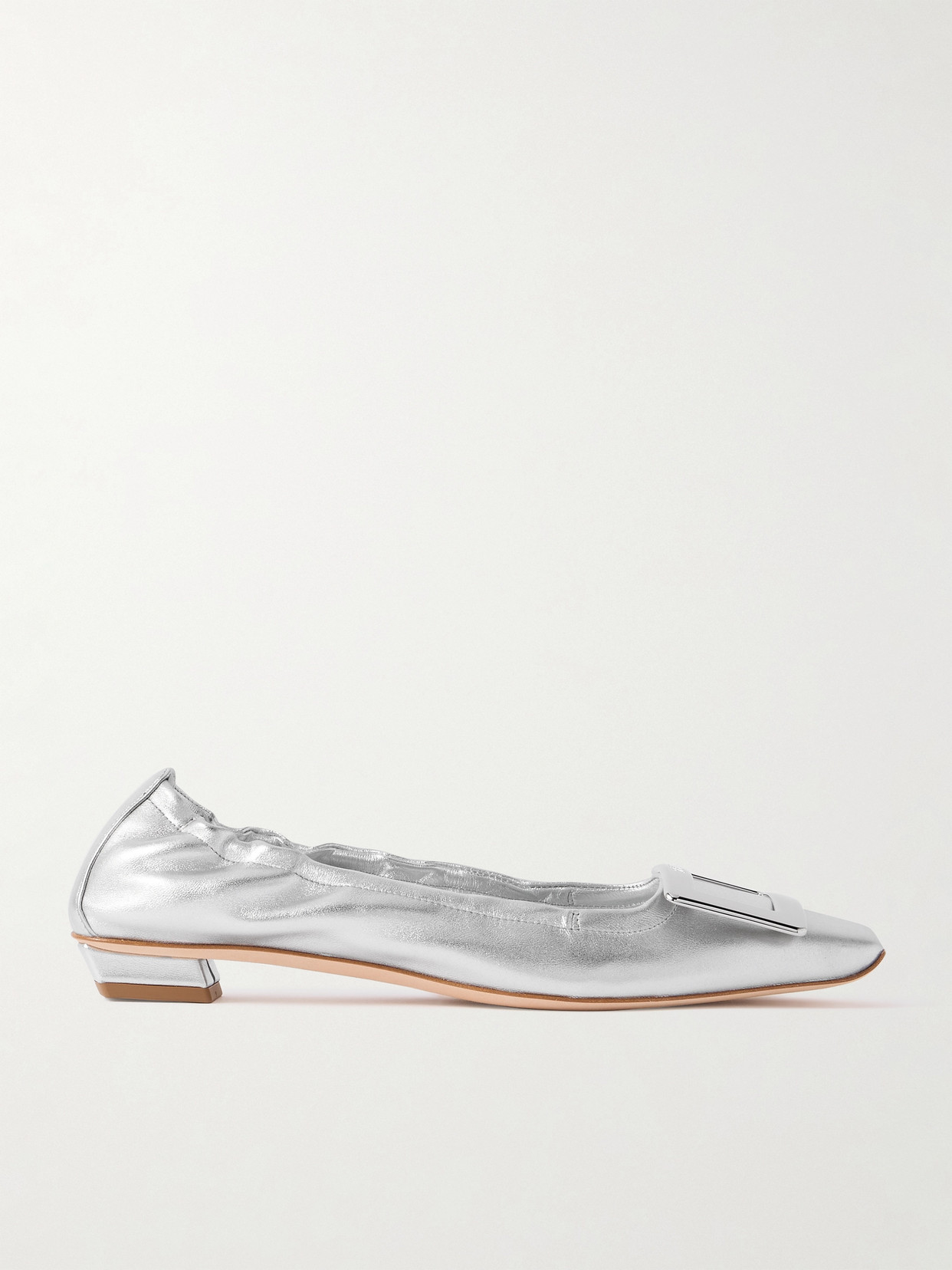 Roger Vivier 'belle Viviere' Heeled Ballet Flats In Silver