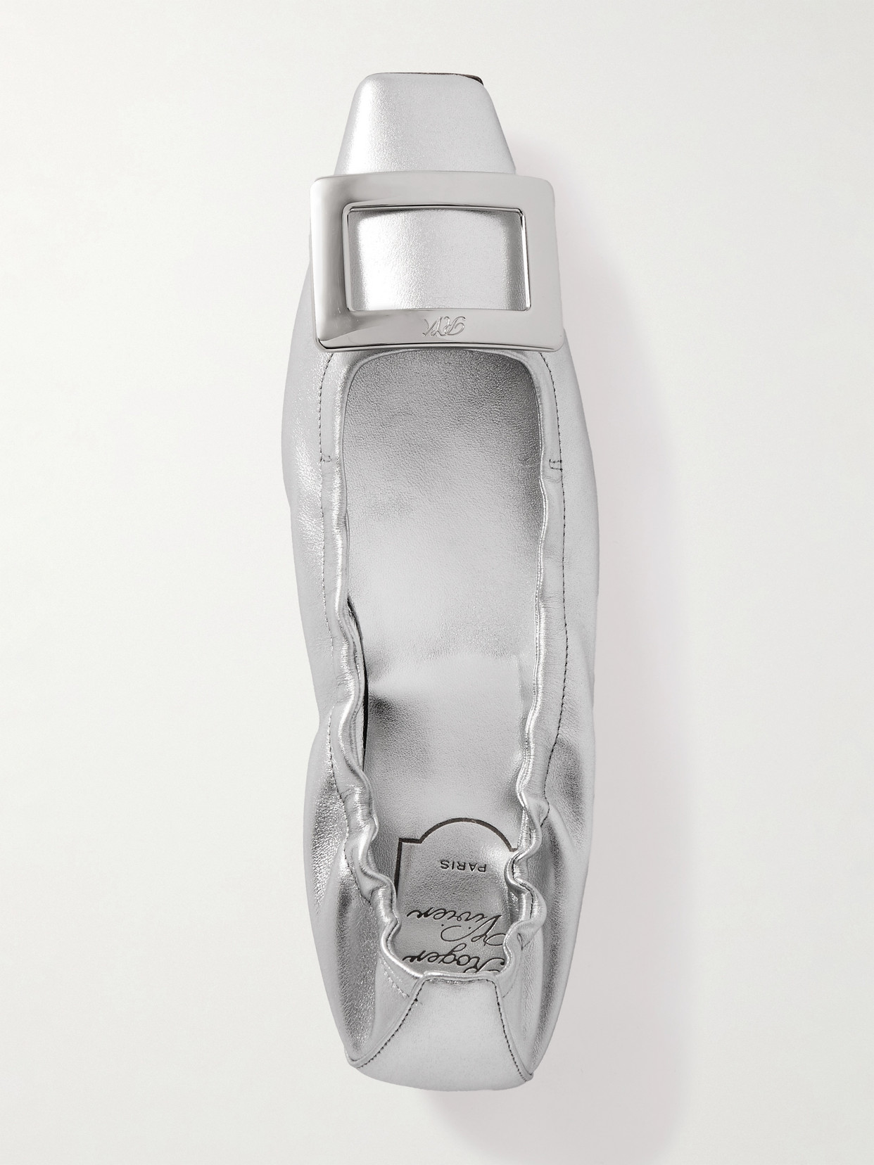 Roger Vivier 'belle Viviere' Heeled Ballet Flats In Silver