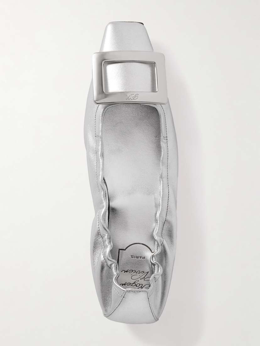 Roger Vivier Belle Vivier 25 Embellished Metallic Ballet Flats