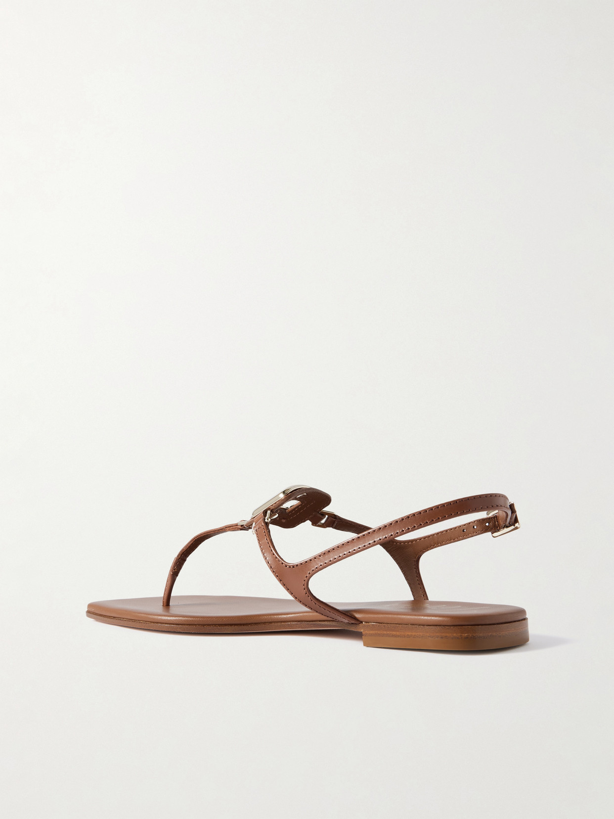 Roger Vivier Sea Leather Thong Sandals With Buckle Detail In Brown