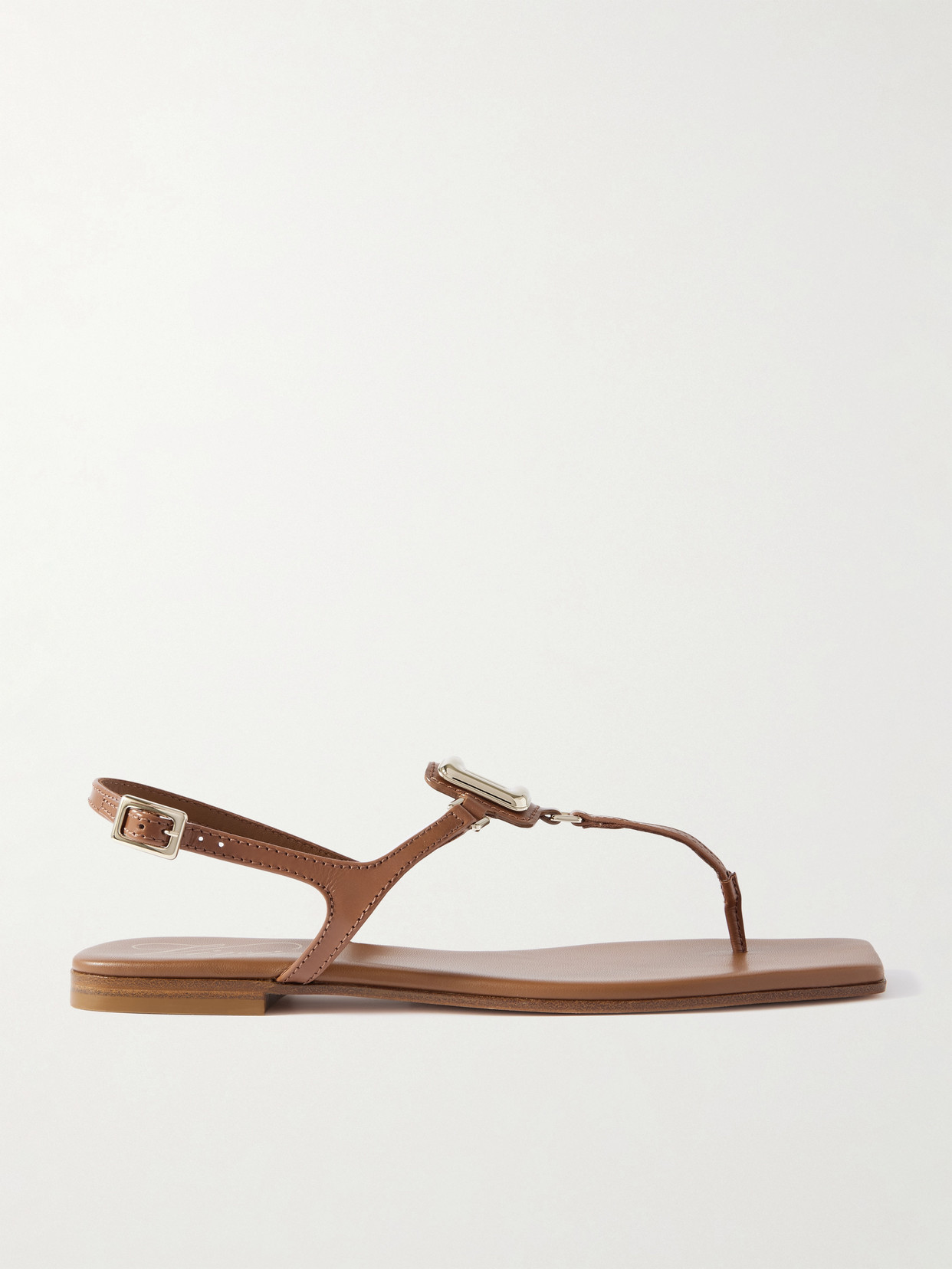 Roger Vivier Viv By The Sea Embellished Leather Sandals In Brown