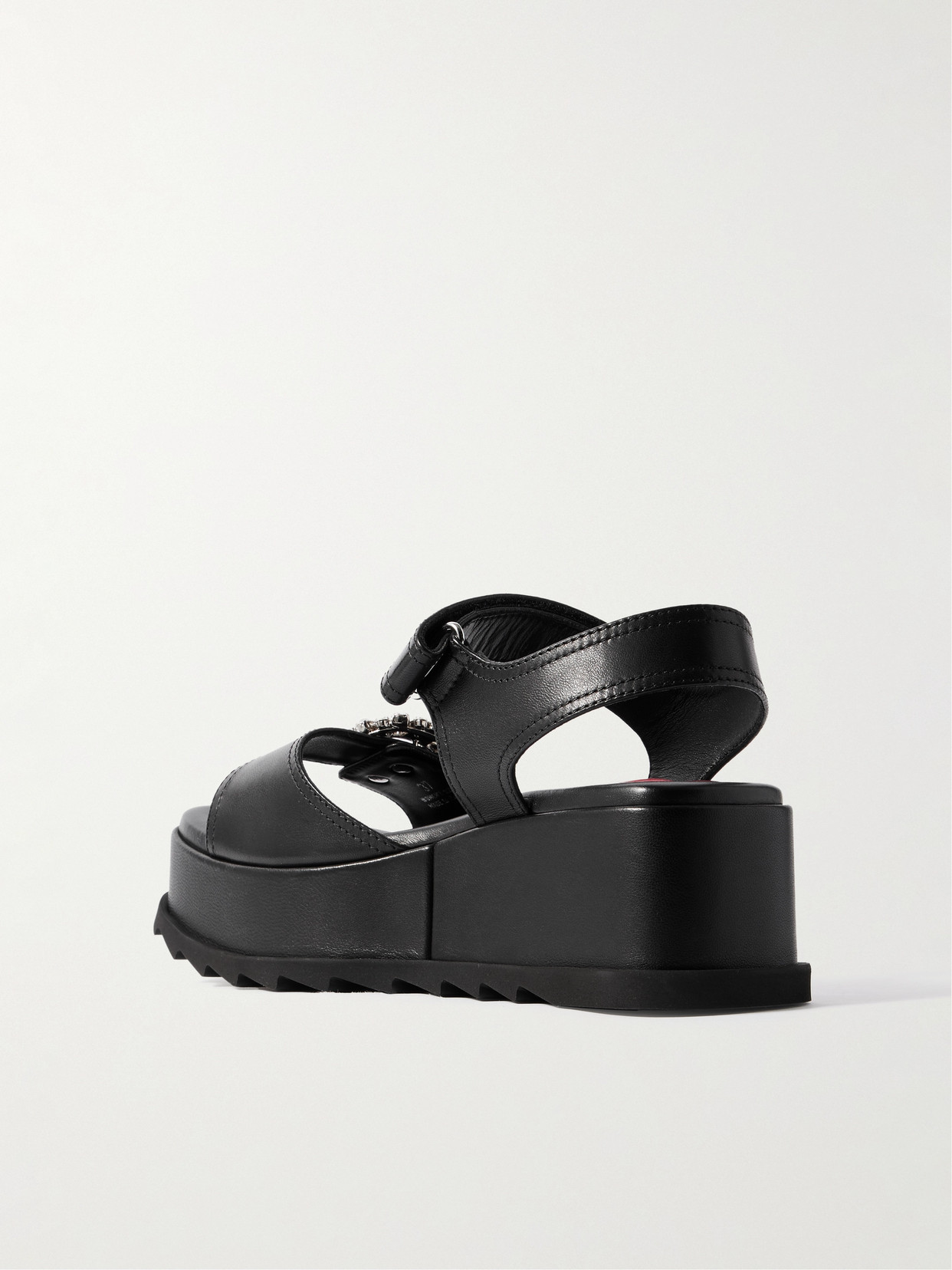 Roger Vivier Slidy Viv' 65 Leather Wedge Sandals In Black