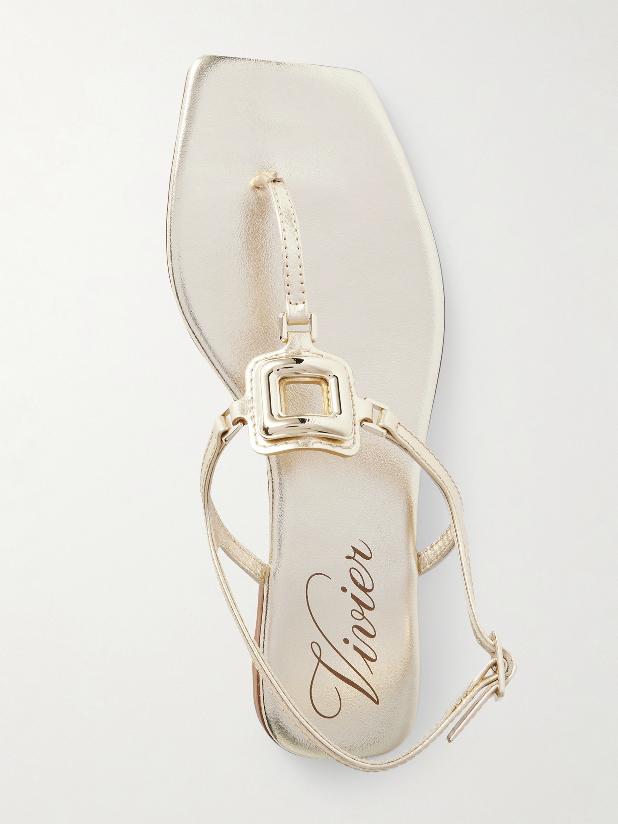 Roger Vivier Viv By The Sea Metallic Leather Sandals In Gold