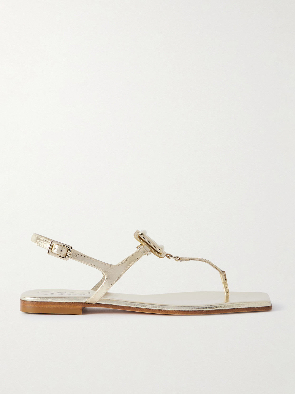 Roger Vivier Viv By The Sea Metallic Leather Sandals In Gold