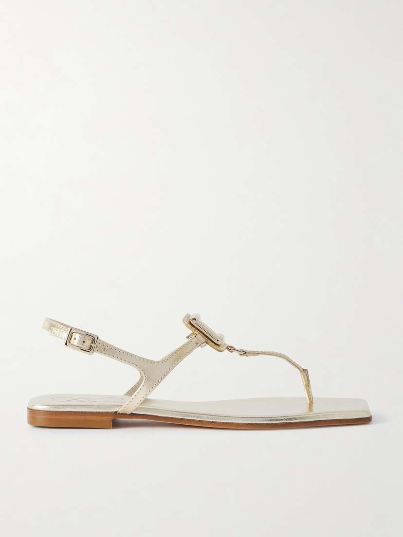 Roger Vivier Viv By The Sea Metallic Leather Sandals
