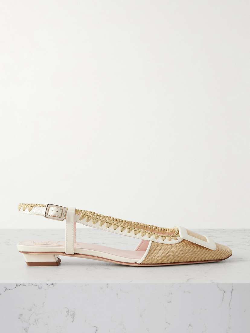 Roger Vivier Belle Vivier 25 Patent-leather And Raffia Slingback Pumps