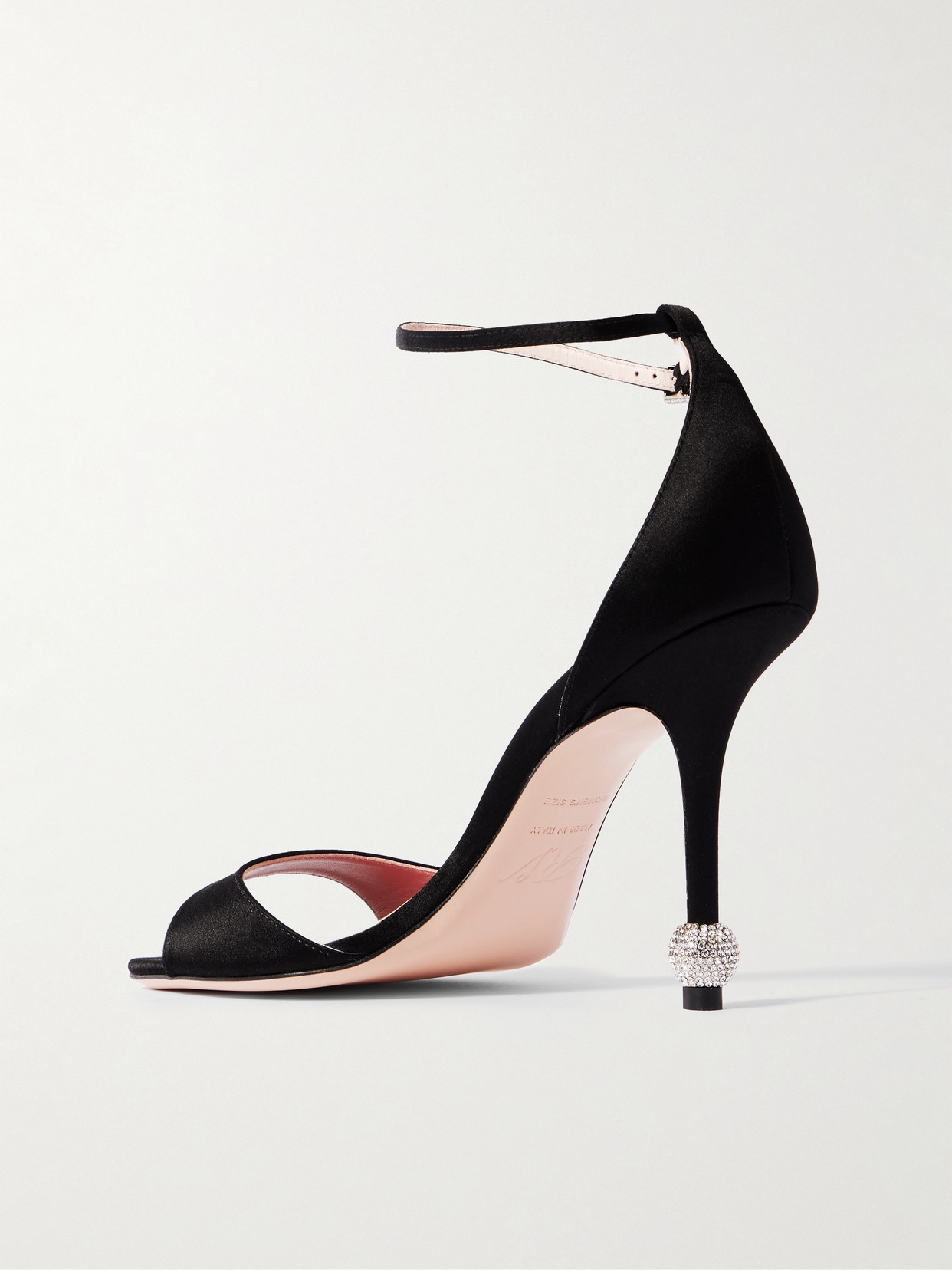 Roger Vivier I Love Vivier Strass-detail Satin Sandals In Black