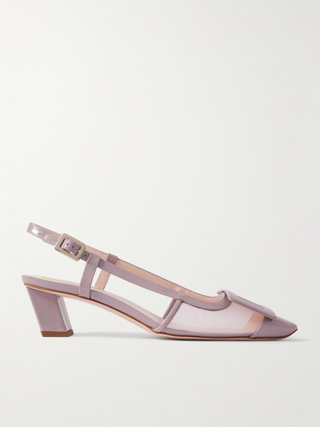 Roger Vivier - Belle Vivier Patent-leather And Mesh Slingback Pumps - Lilac