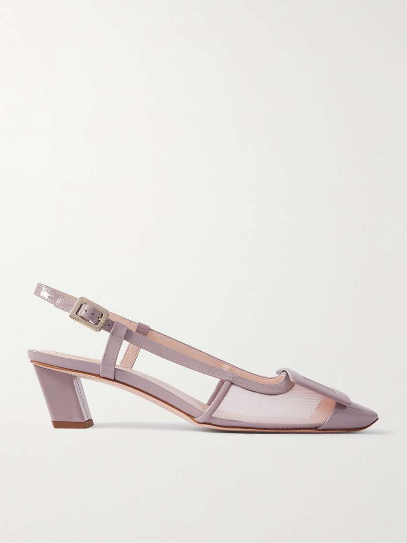 Roger Vivier Belle Vivier Patent-leather And Mesh Slingback Pumps