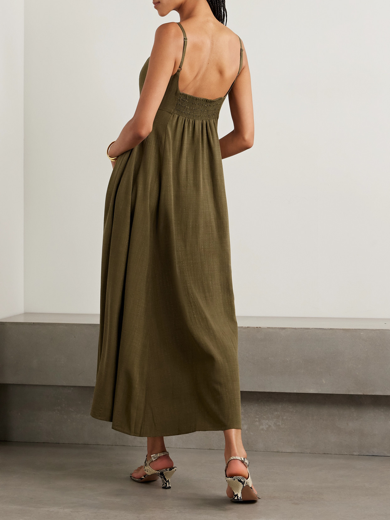 La Ligne Alba Woven Midi Dress In Green
