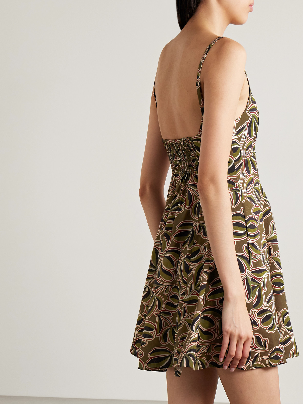 La Ligne Alba Printed Linen-blend Mini Dress In Green