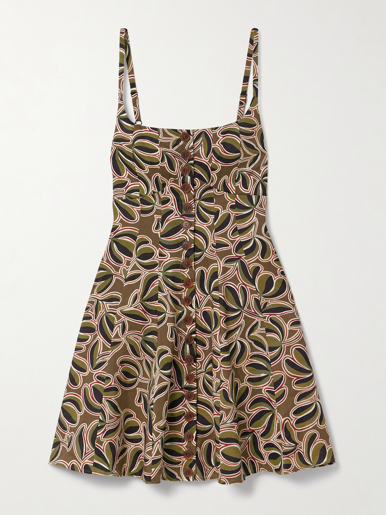 La Ligne Alba Printed Linen-blend Mini Dress In Green