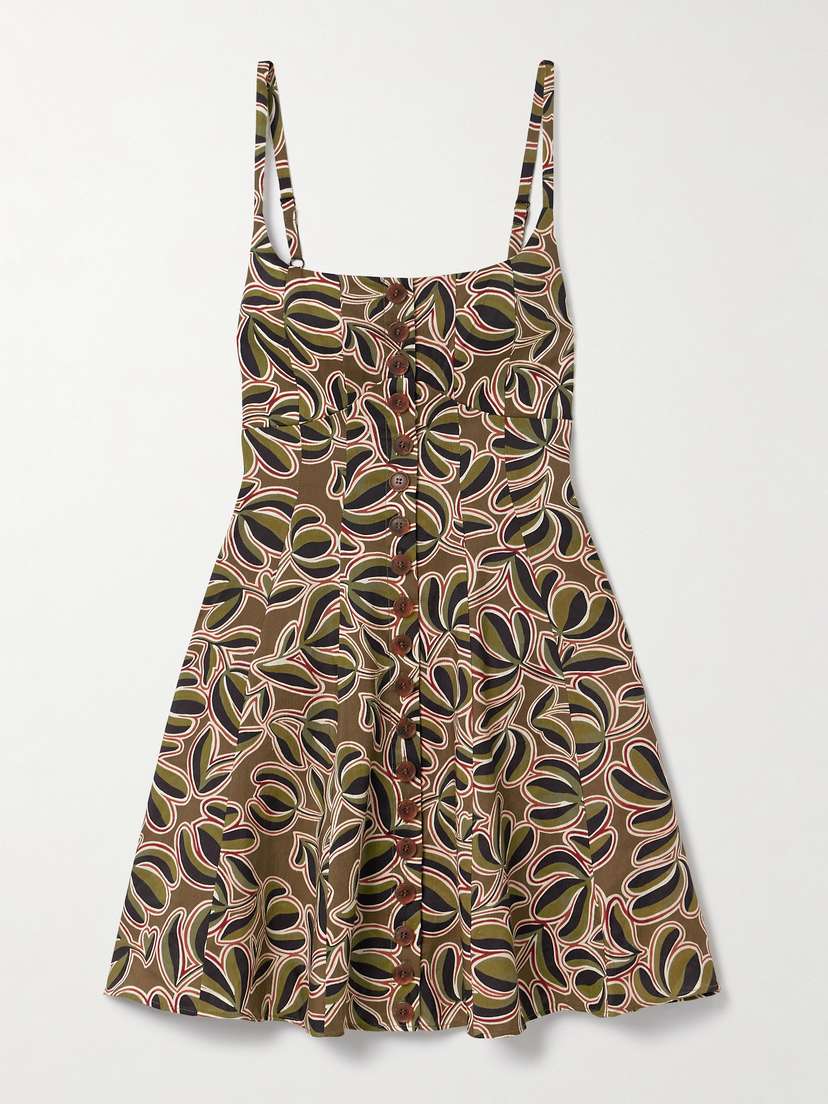 La Ligne Alba Printed Linen-blend Mini Dress