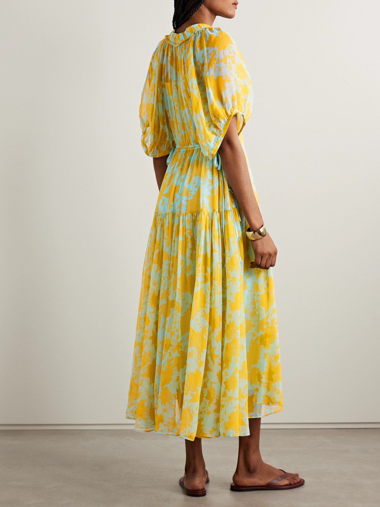 La Ligne Constance Floral-print Silk-chiffon Midi Dress