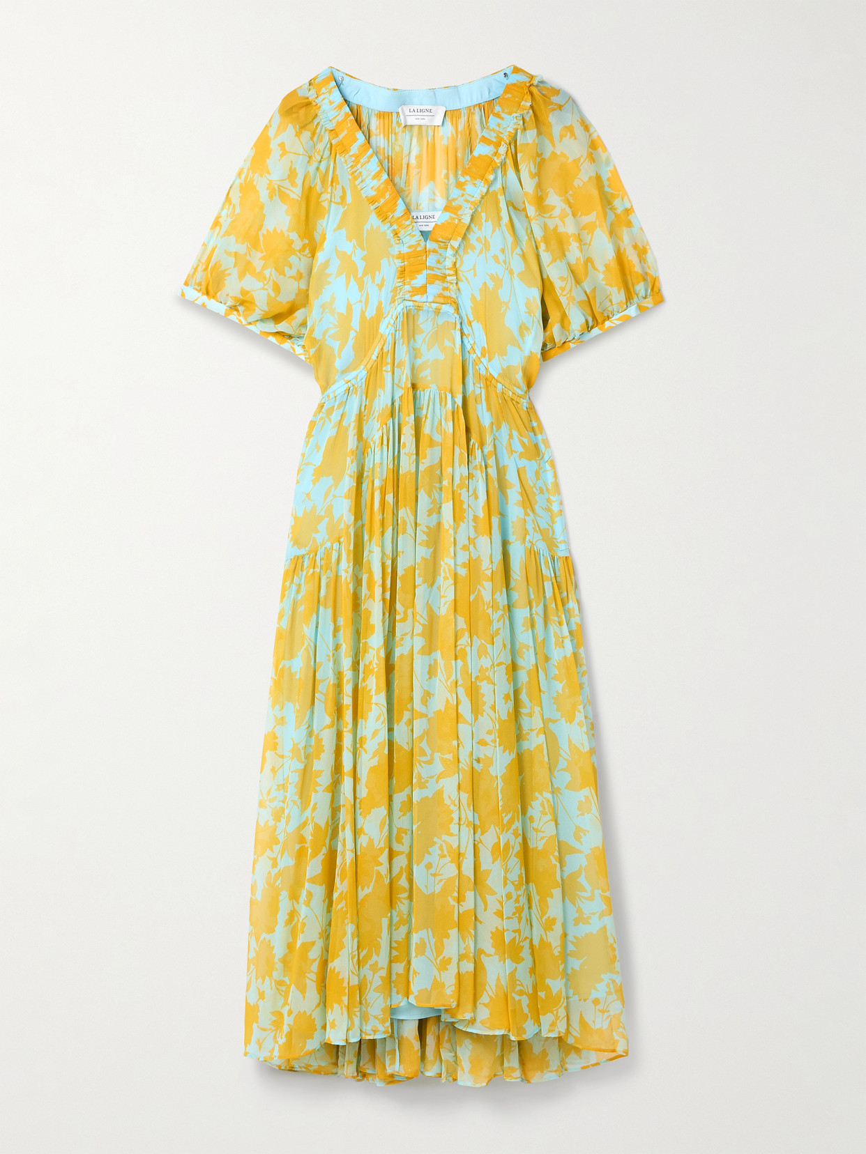 La Ligne Constance Floral-print Silk-chiffon Midi Dress