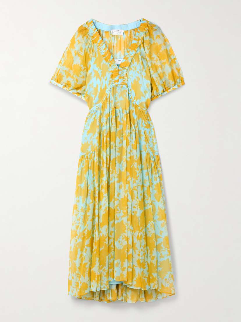 La Ligne Constance Floral-print Silk-chiffon Midi Dress