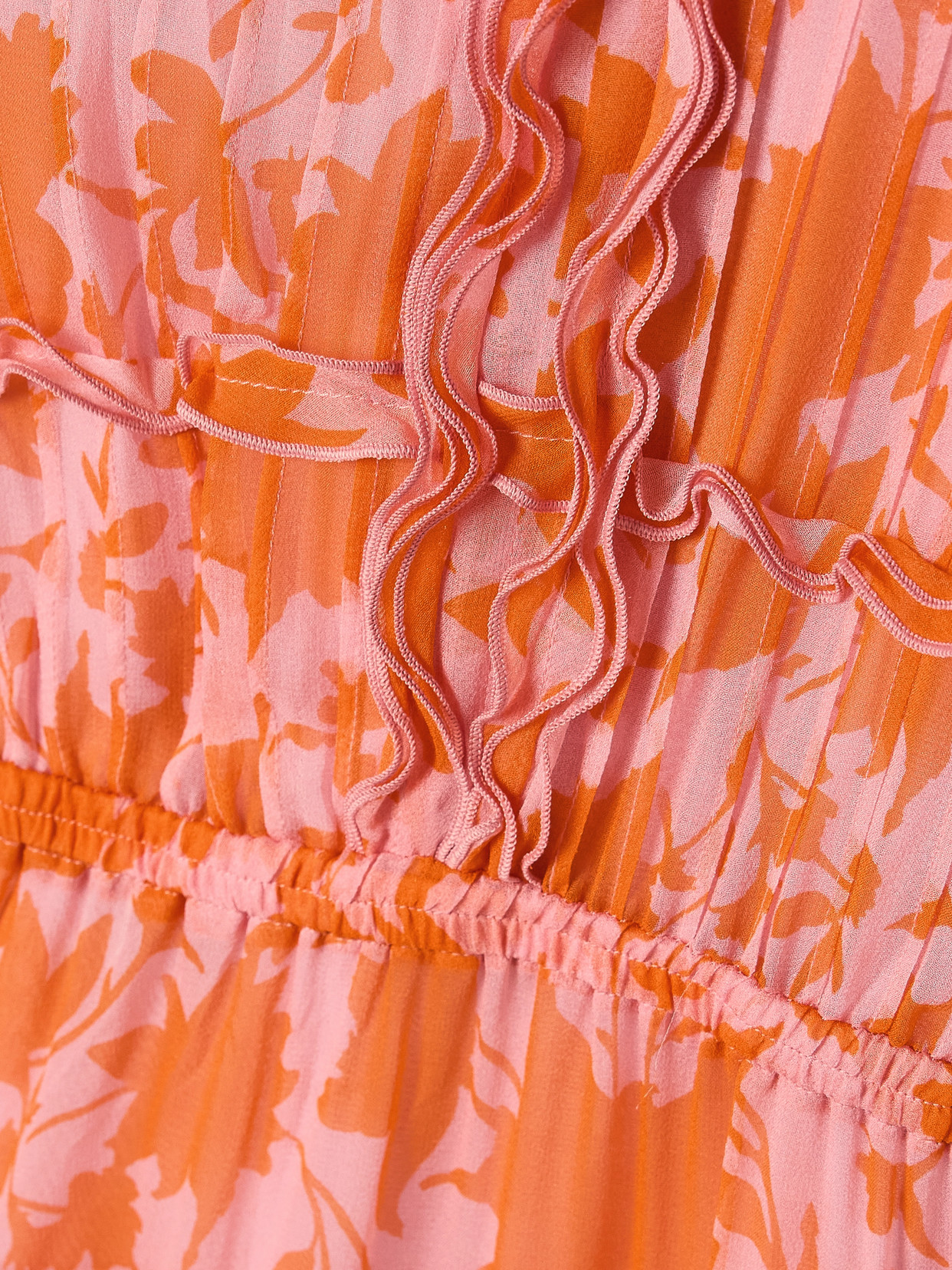 La Ligne Olympia Pintucked Ruffled Floral-print Silk-chiffon Midi Dress In Orange