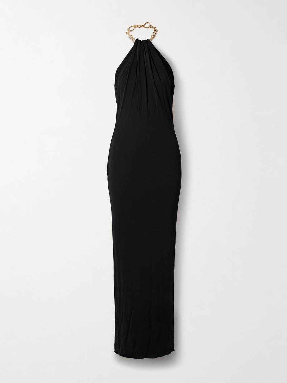 soren embellished jersey halterneck gown