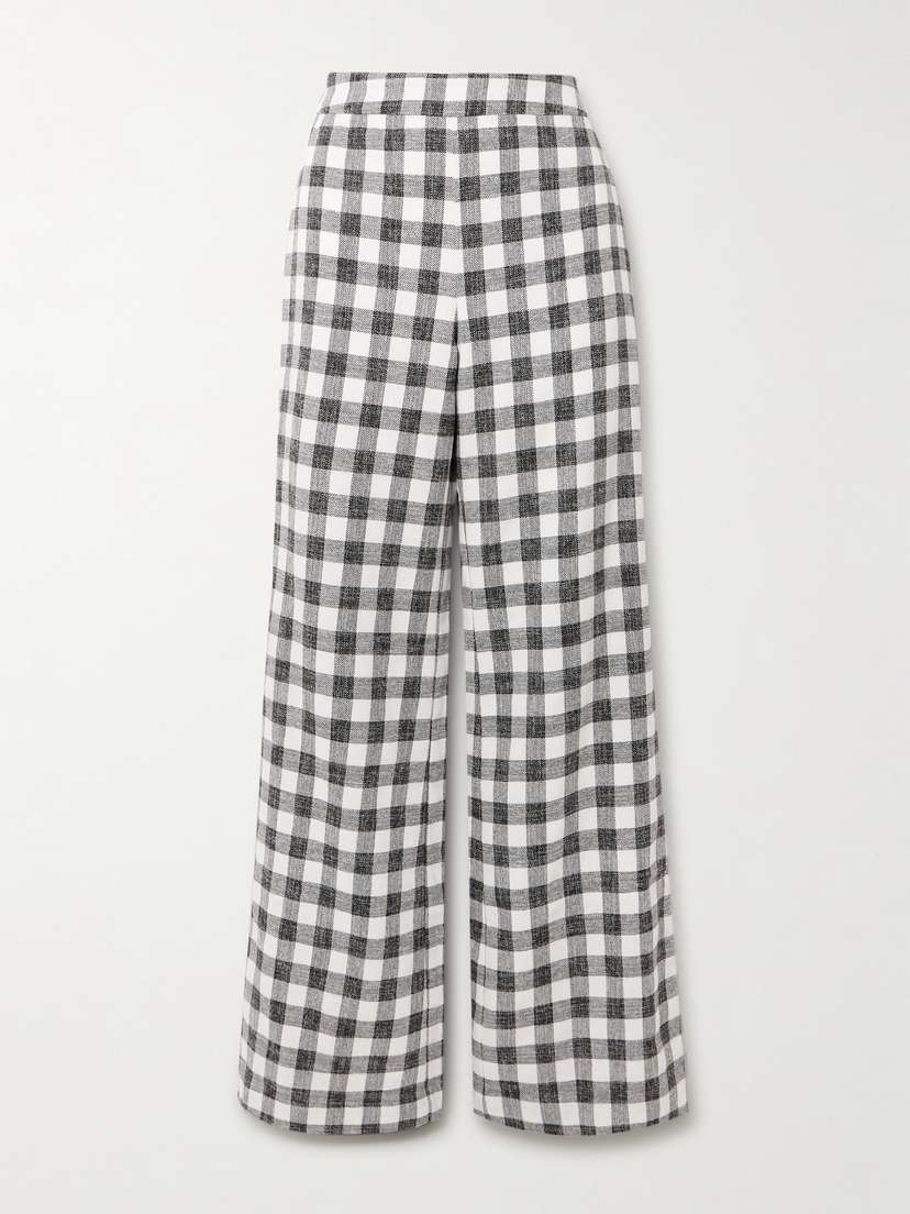 Cara Cara Mayflower Gingham Cotton-blend Wide-leg Pants
