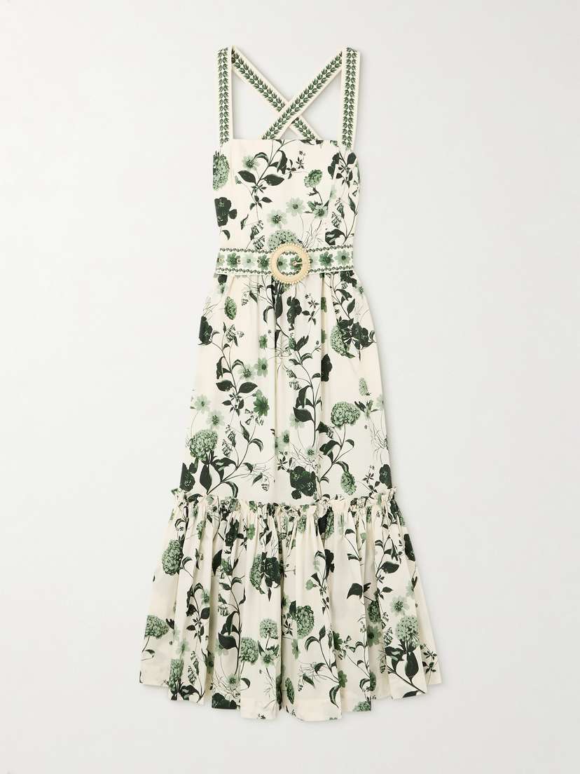 Cara Cara Julietta Belted Ruffled Floral-print Cotton-poplin Midi Dress