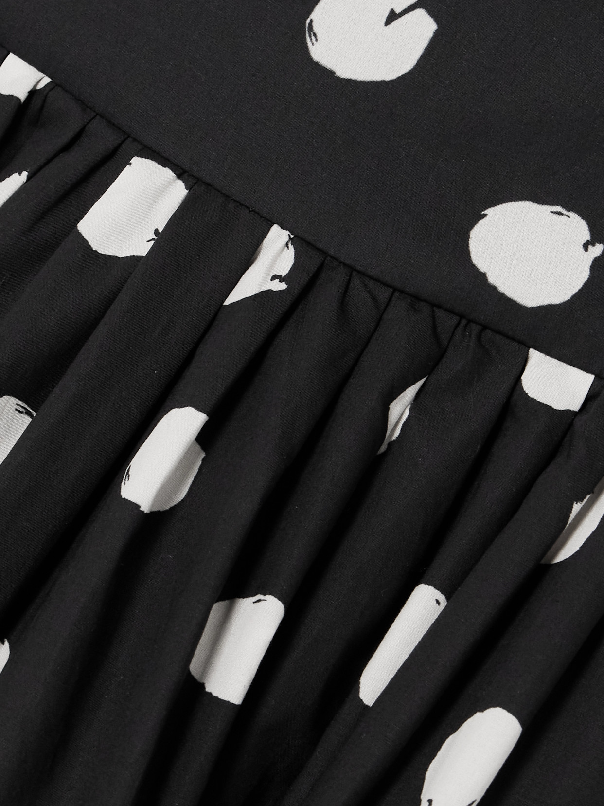 CARA CARA SANTIAGO SMOCKED TIERED POLKA-DOT COTTON-POPLIN MIDI DRESS