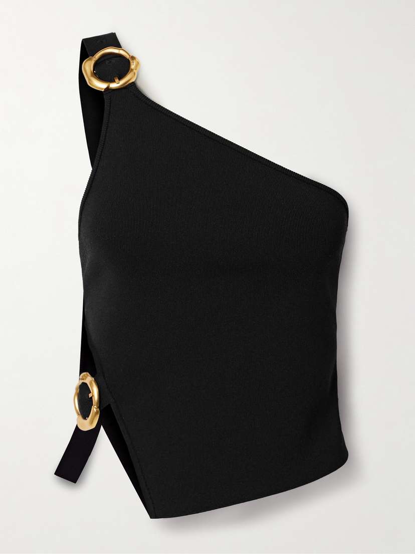 Cult Gaia Valeria One-shoulder Buckled Stretch-knit Tank
