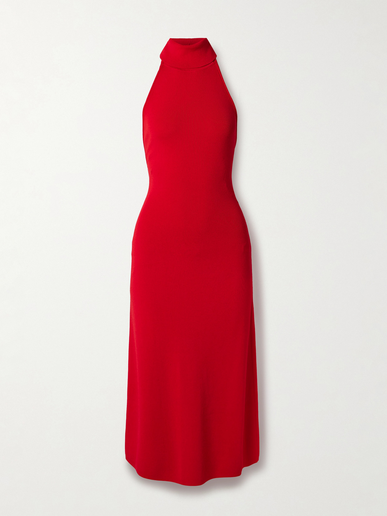 Cult Gaia Katara Knitted Open-back Turtleneck Midi Dress In Red