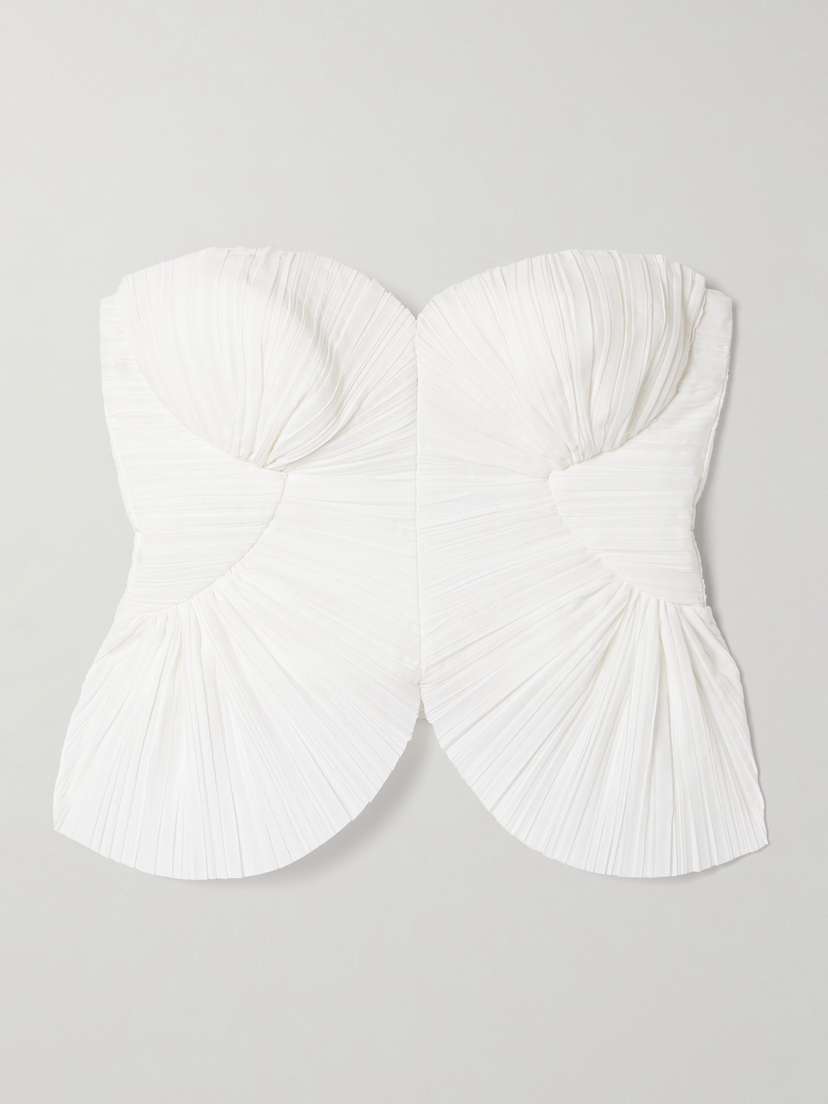 Cult Gaia Jace Strapless Plissé-voile Bustier Top