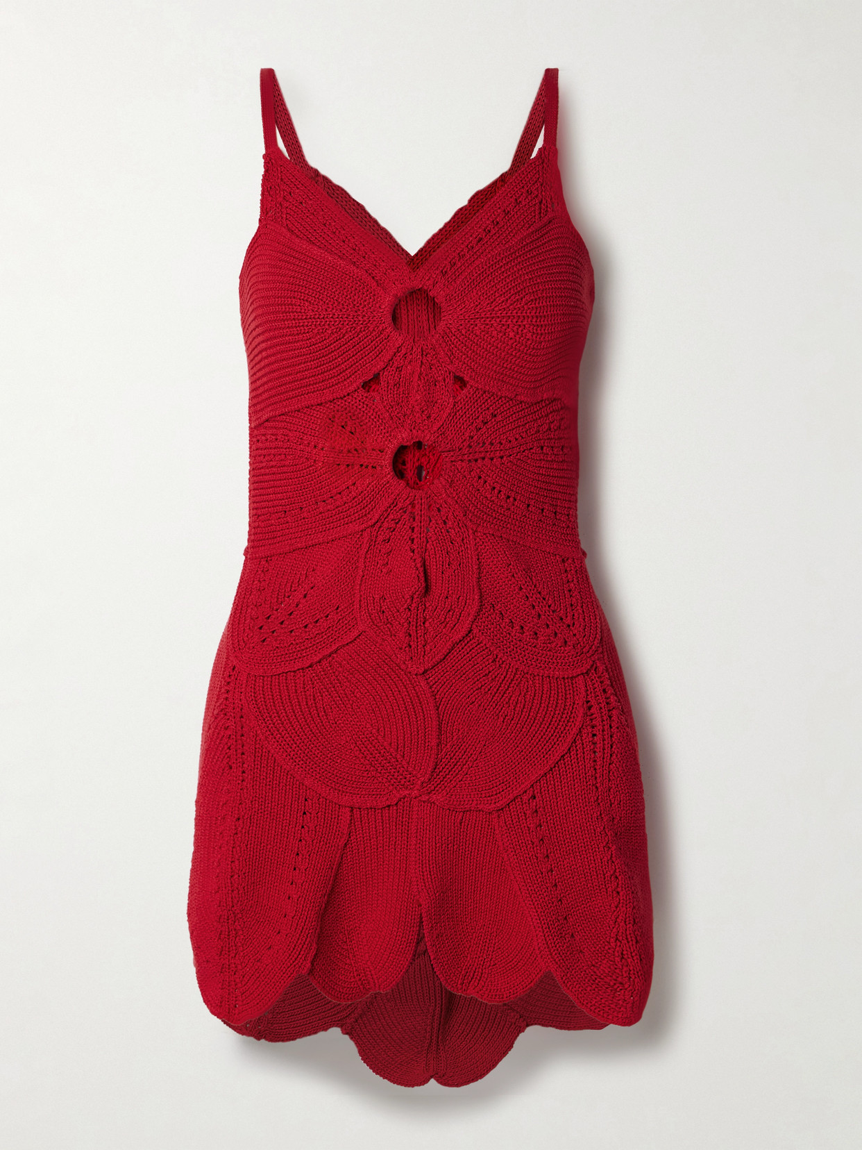 Cult Gaia Marlow Cutout Crocheted Cotton Mini Dress In Red