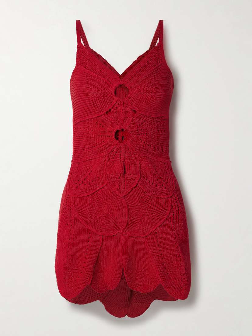 Cult Gaia Marlow Cutout Crocheted Cotton Mini Dress - xx small