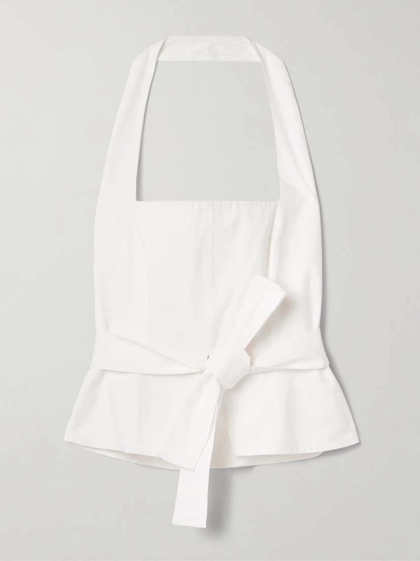 Cult Gaia Anita Cotton-blend Twill Halterneck Top