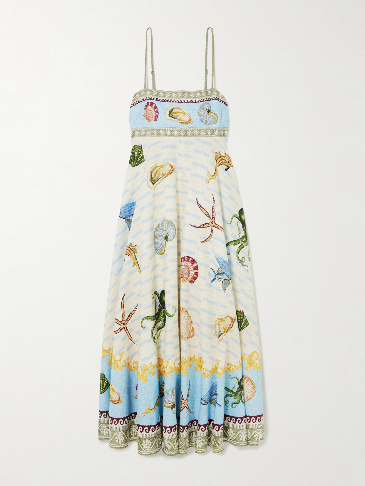 Alemais Bath House Linen Midi Dress In Multi