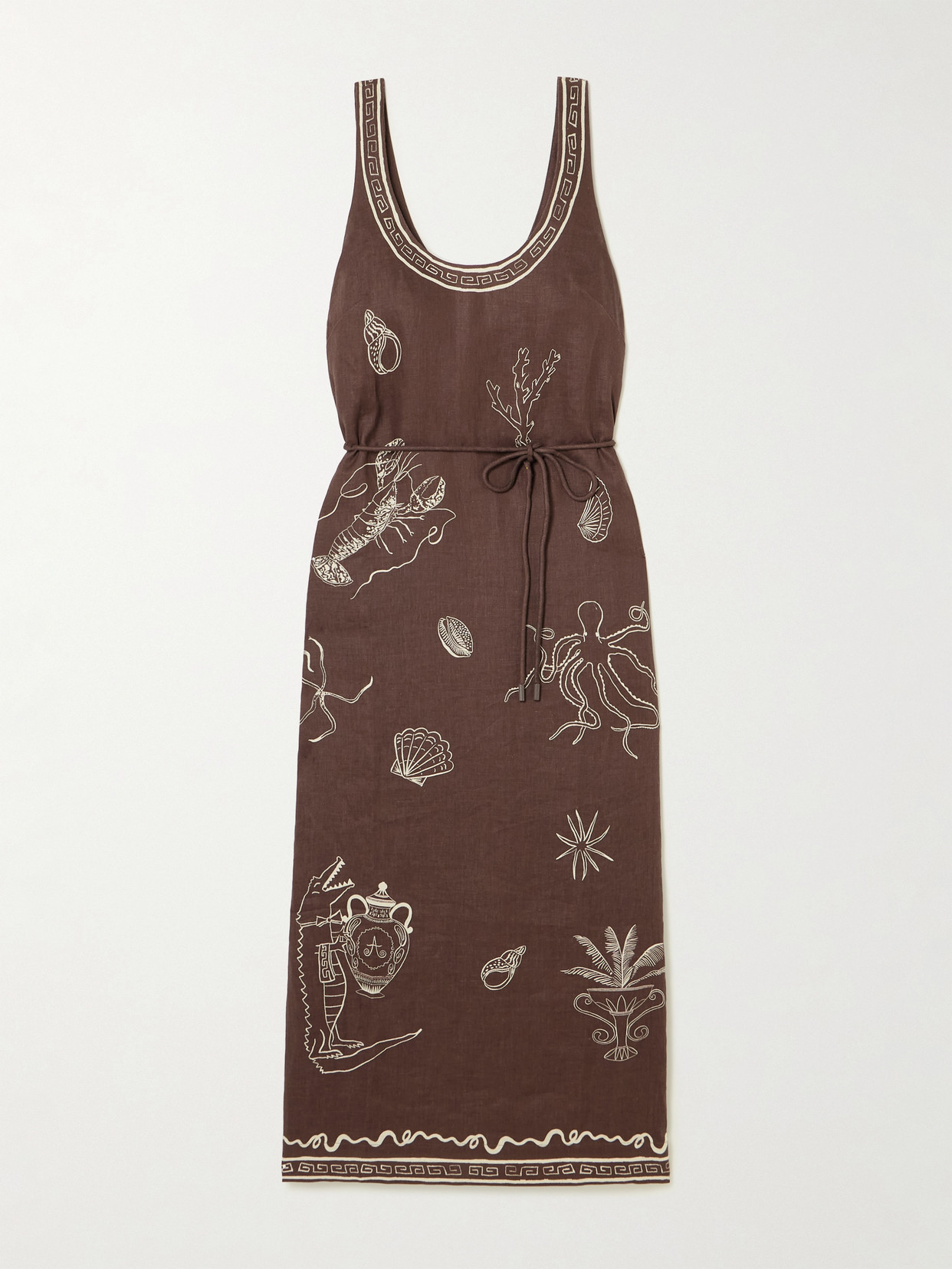 Alemais Womens Sammy Shoulder-straps Linen Midi Dress Chocolate In Brown