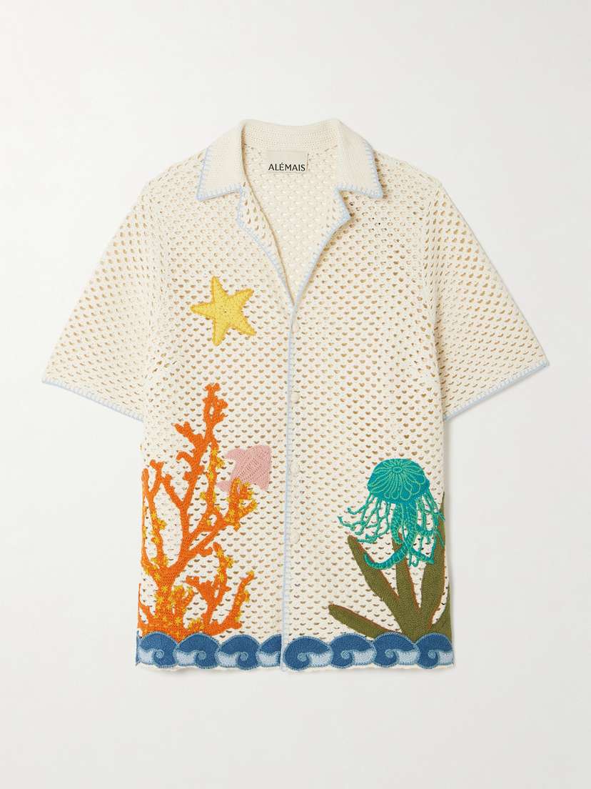 ALEMAIS Splash Embroidered Crocheted Cotton Shirt